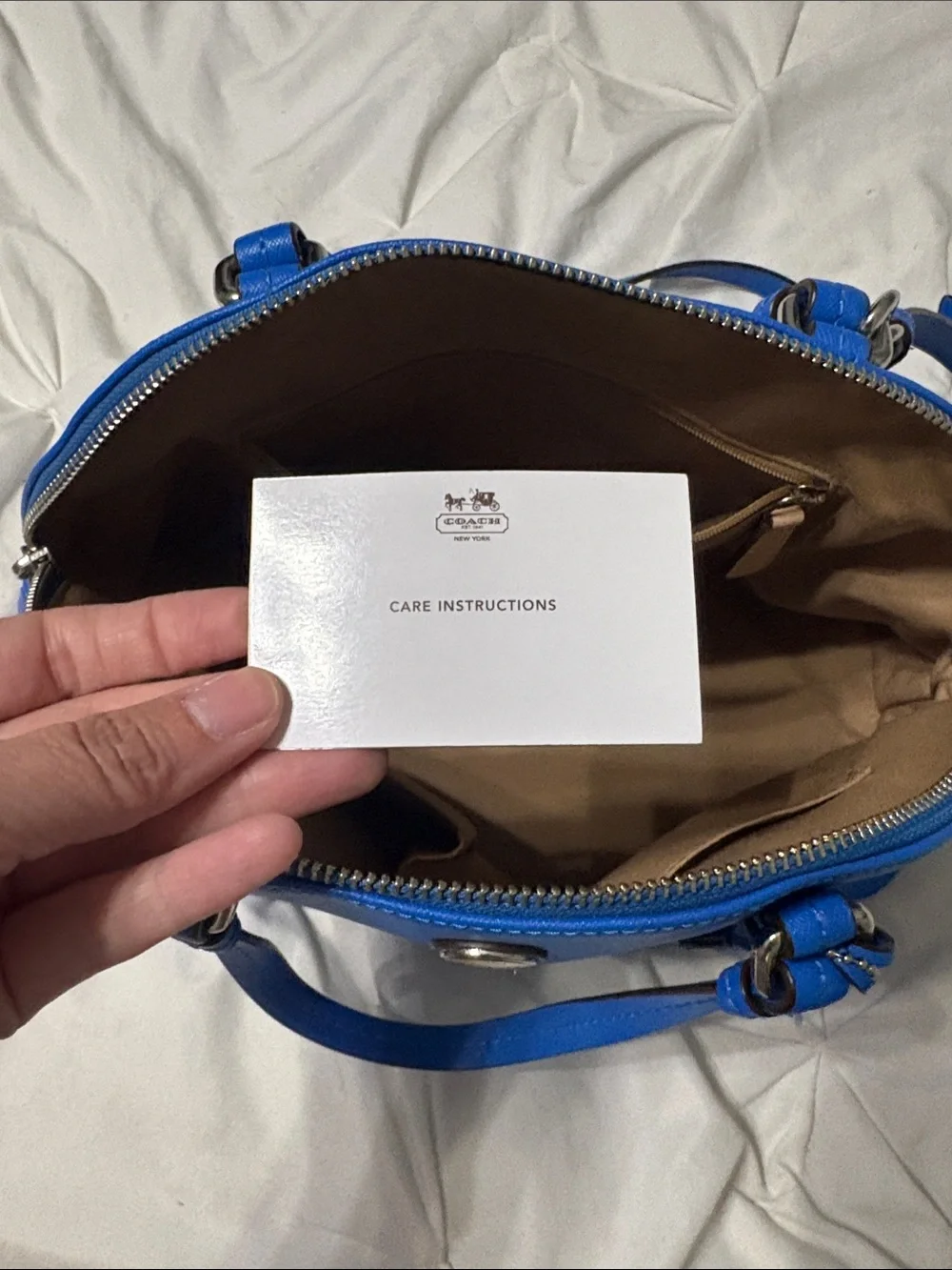 Y2K vintage Coach Electric Blue Leather Dome Satchel - COACH - Picture 7 of 9